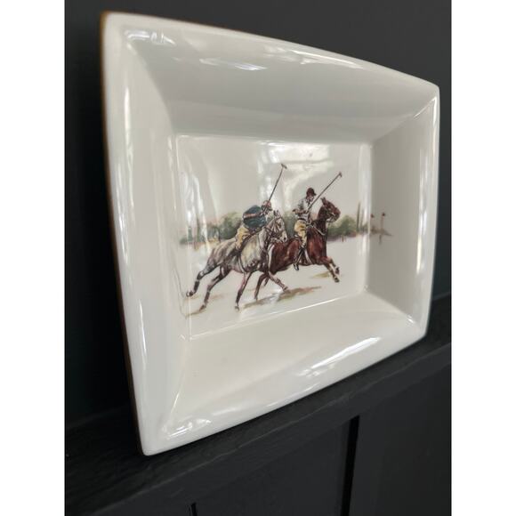 Ralph Lauren Polo Scene Equestrian Wedgwood Bone China 8 inch Tray Trinket Dish - Picture 3 of 11